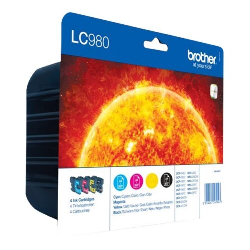 BROTHER LC-980 cartouche d encre noir et tricolore capacité standard noir: 300 pages, couleur: 260 pages 4-pack blister sans alarme