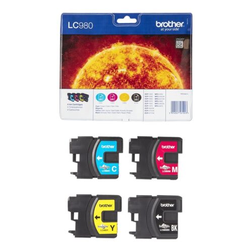 BROTHER LC-980 cartouche d encre noir et tricolore capacité standard noir: 300 pages, couleur: 260 pages 4-pack blister sans alarme