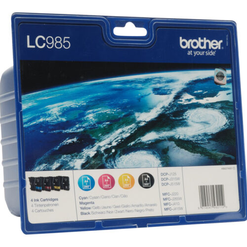 BROTHER LC-985 cartouche d encre noir et tricolore capacité standard nr: 300 pages, cl: 260 pages 4-pack blister sans alarme