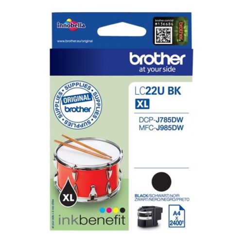 BROTHER LC22UBK Cartouche de encre Noir, 2400 pages pour DCP-J785DW et MFC-J985DW