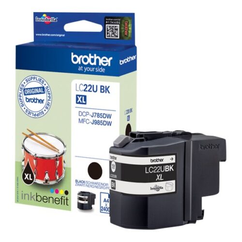 BROTHER LC22UBK Cartouche de encre Noir, 2400 pages pour DCP-J785DW et MFC-J985DW