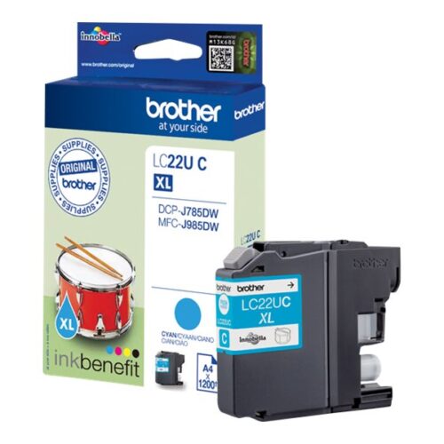 BROTHER LC22UC Cartouche de encre Cyan, 1200 pages pour DCP-J785DW et MFC-J985DW