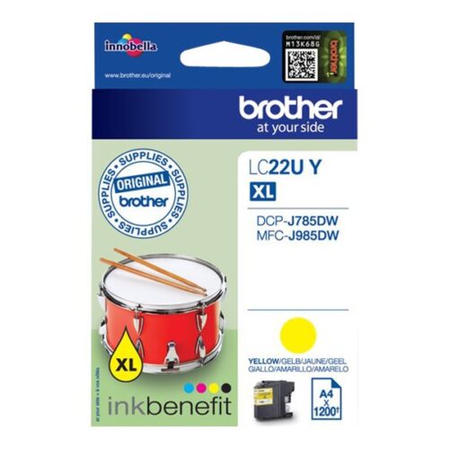 BROTHER LC22UY Cartouche de encre Jaune 1200 pages pour DCP-J785DW et MFC-J985DW