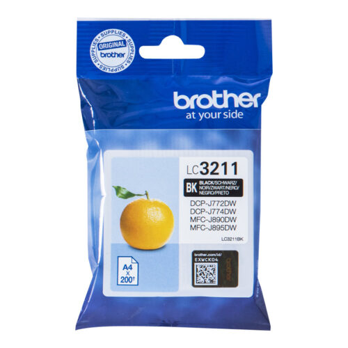 BROTHER LC3211BK Black Ink Cartridge with 200-pages capacity