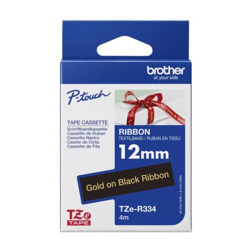 BROTHER P-Touch 12mm black/gold ribbon tape