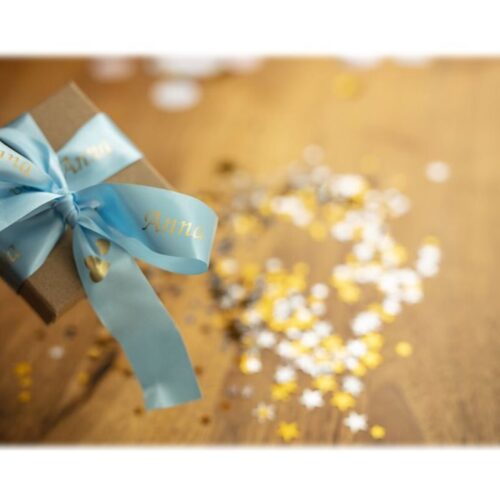 BROTHER P-Touch 12mm light blue/gold ribbon tape
