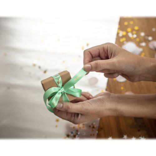 BROTHER P-Touch 12mm mint green/gold ribbon tape