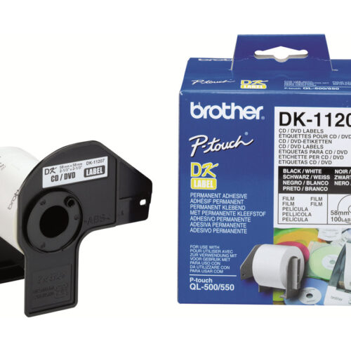 BROTHER P-TOUCH DK-11207 die-cut CD / DVD label (film) diameter 58mm 100 labels