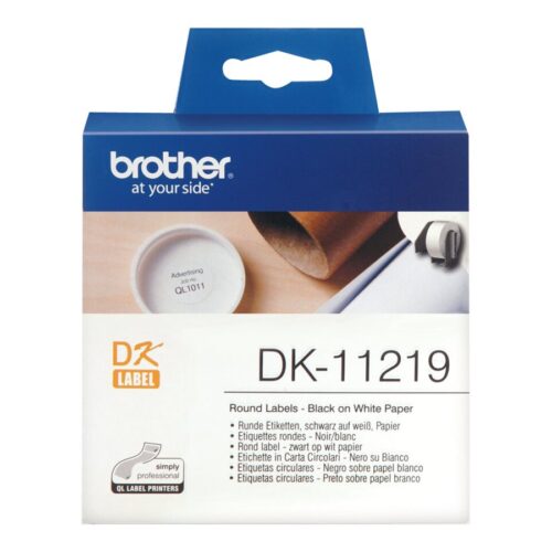 BROTHER P-TOUCH DK-11219 die-cut round label 12x12mm 1200 labels