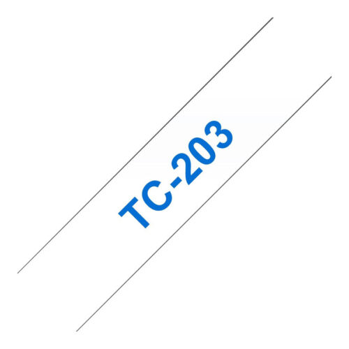 BROTHER P-TOUCH TC-203 bleu sur blanc 12mm