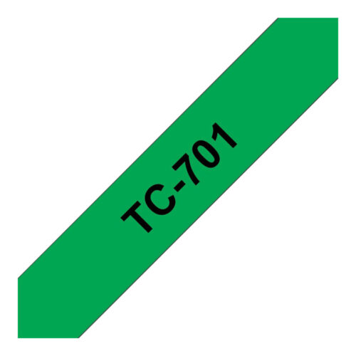 BROTHER P-TOUCH TC-701 noir sur vert 12mm