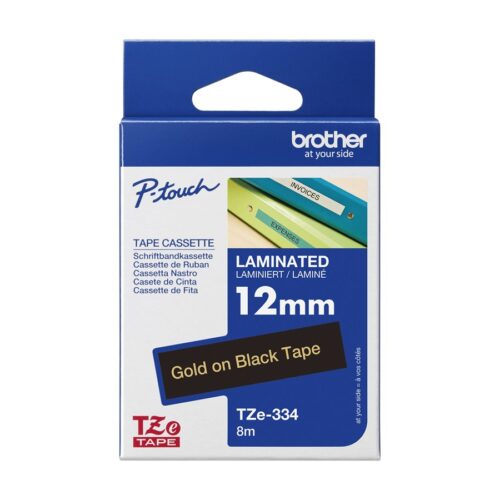 BROTHER P-TOUCH TZE-334 gold sur noir  12mm