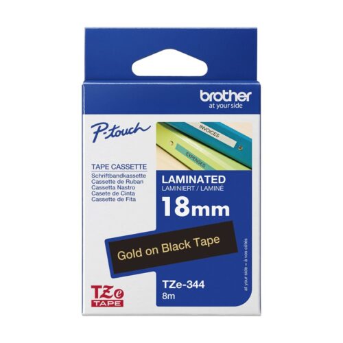 BROTHER P-TOUCH TZE-344 gold sur noir  18mm