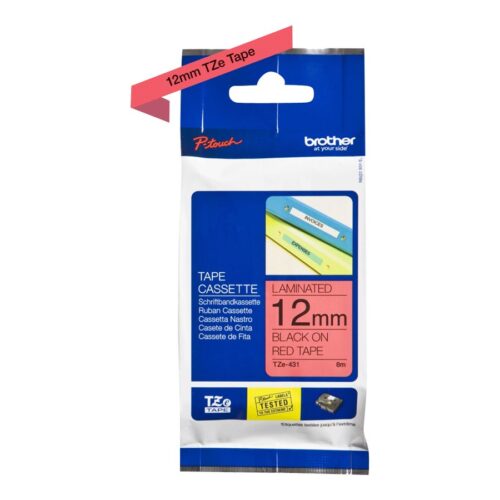 BROTHER P-TOUCH TZE-431 noir sur rouge 12mm
