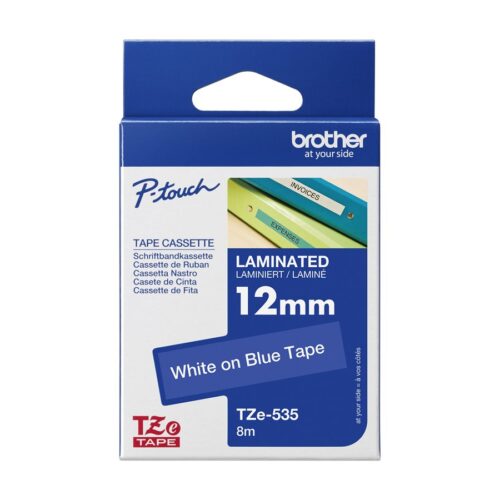 BROTHER P-TOUCH TZE-535 blanc sur hard bleu 12mm