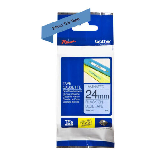 BROTHER P-TOUCH TZE-551 noir sur bleu 24mm