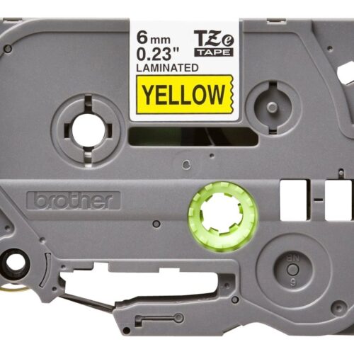 BROTHER P-TOUCH TZE-611 noir sur jaune  6mm