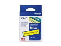 BROTHER P-TOUCH TZE-611 noir sur jaune  6mm