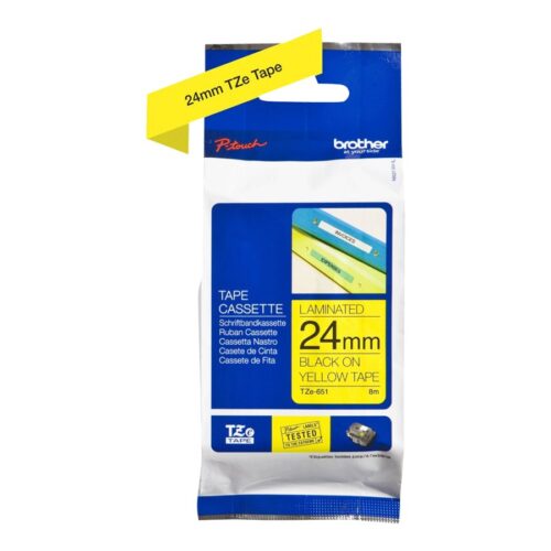 BROTHER P-TOUCH TZE-651 noir sur jaune  24mm