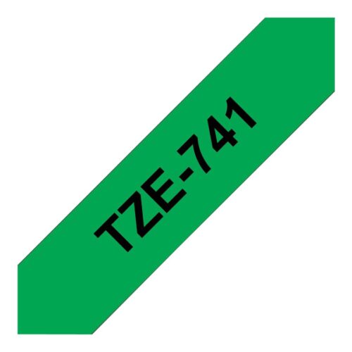BROTHER P-TOUCH TZE-741 noir sur vert 18mm