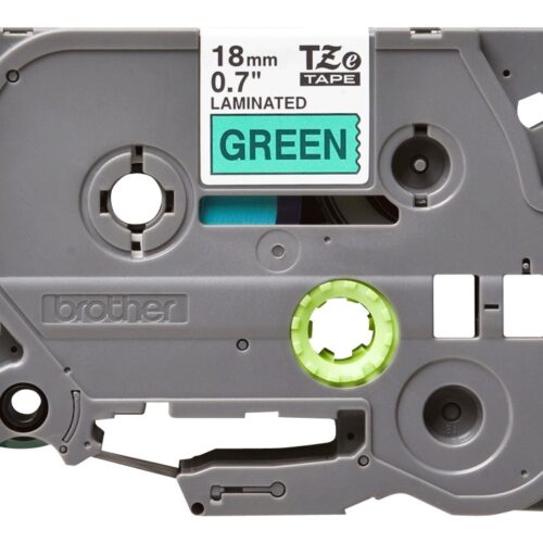 BROTHER P-TOUCH TZE-741 noir sur vert 18mm