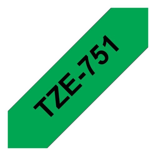 BROTHER P-TOUCH TZE-751 noir sur vert 24mm