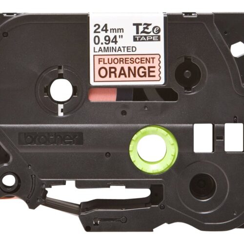 BROTHER P-TOUCH TZE-B51 noir sur neon orange 24mm