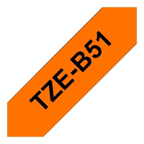BROTHER P-TOUCH TZE-B51 noir sur neon orange 24mm