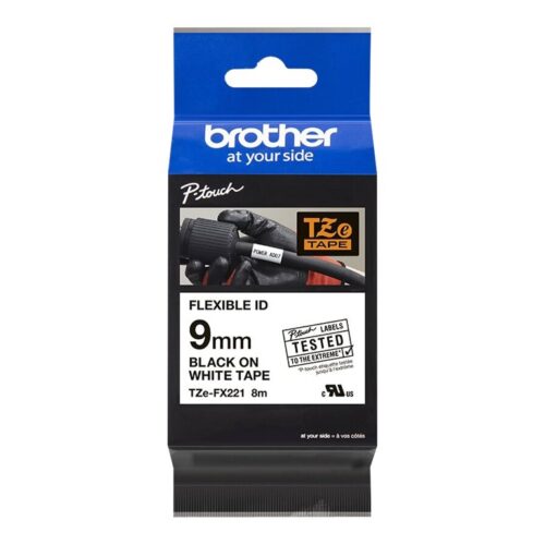 BROTHER P-TOUCH TZE-FX221 noir sur blanc 9mm