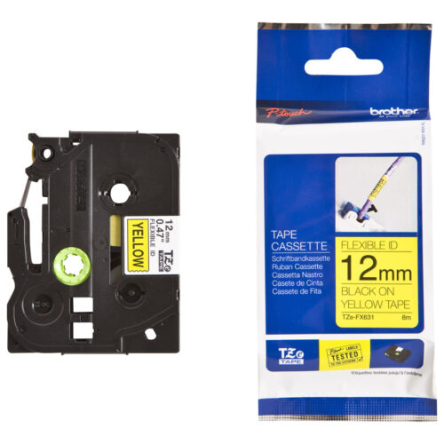 BROTHER P-TOUCH TZE-FX631 noir sur jaune  12mm