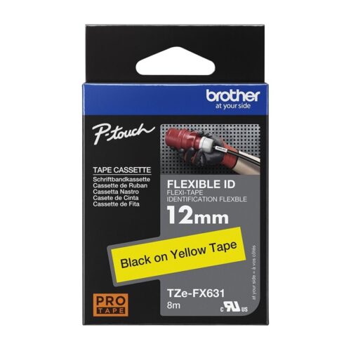 BROTHER P-TOUCH TZE-FX631 noir sur jaune  12mm