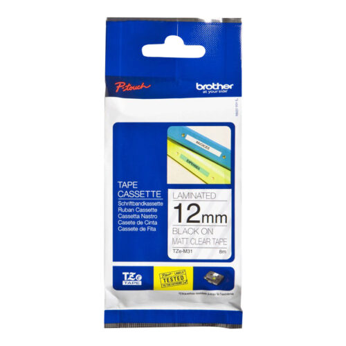 BROTHER P-TOUCH TZE-M31 noir sur clear-matt 12mm