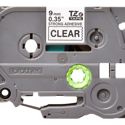 BROTHER P-TOUCH TZE-S121 noir sur clear 9mm extra gluey