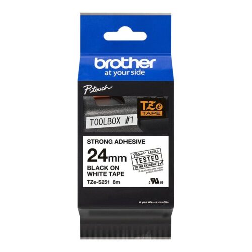 BROTHER P-TOUCH TZE-S251 noir sur blanc 24mm extra gluey