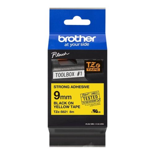 BROTHER P-TOUCH TZE-S621 noir sur jaune  9mm extra gluey
