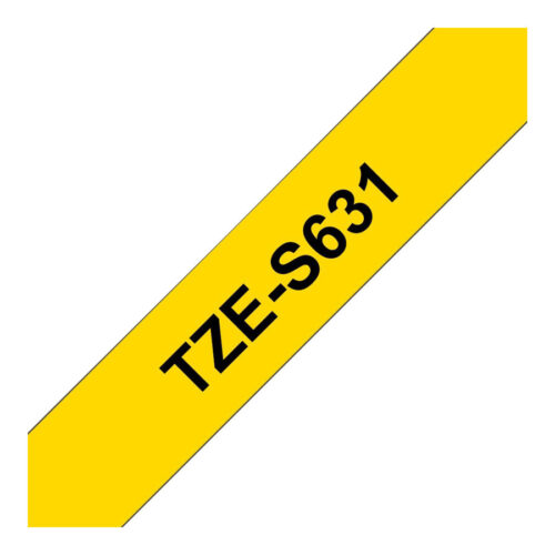 BROTHER P-TOUCH TZE-S631 noir sur jaune  12mm extra gluey
