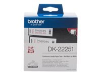 BROTHER Ruban DK tape – Rouleau continu adhésif 62mm x 30m – Impression noir et rouge
