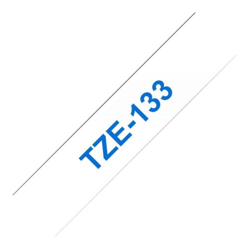 BROTHER Ruban TZe133 12mm Bleu sur fond Transparent Laminé 8M