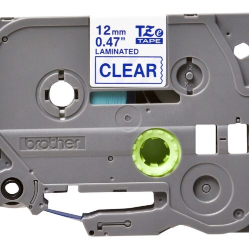 BROTHER Ruban TZe133 12mm Bleu sur fond Transparent Laminé 8M