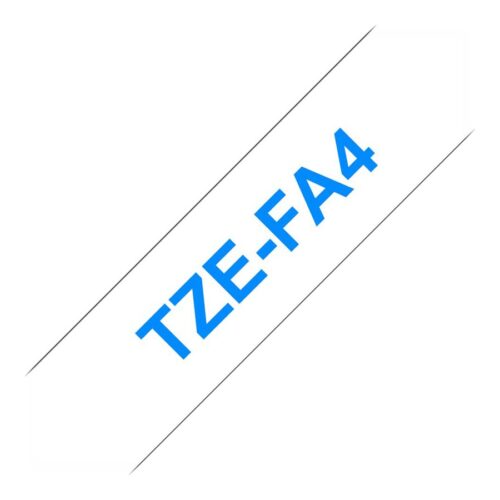 BROTHER Ruban TZeFA4B 18mm Bleu sur fond Blanc Thermo collant, 3M