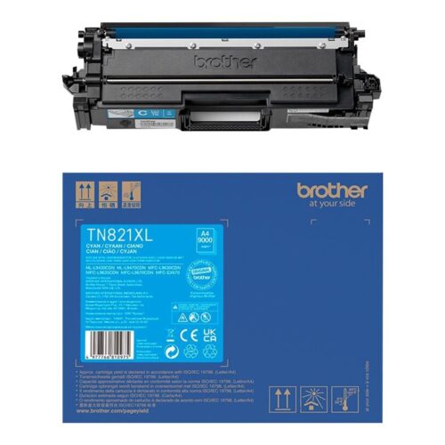 BROTHER TN-821XLC Super High Yield Cyan Toner Cartridge for EC Prints 9000 pages