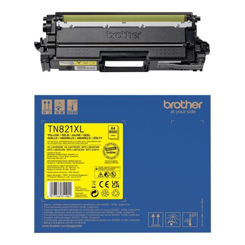BROTHER TN-821XLY Super High Yield Yellow Toner Cartridge for EC Prints 9000 pages