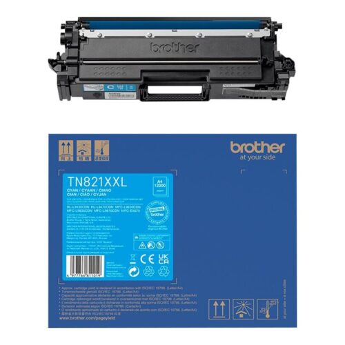 BROTHER TN-821XXLC Ultra High Yield Cyan Toner Cartridge for EC Prints 12000 pages