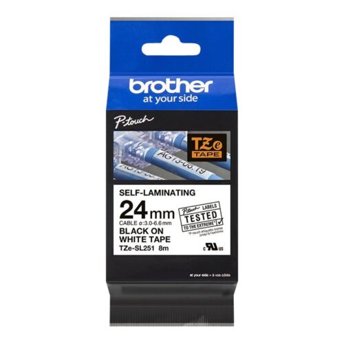 BROTHER TZeSL251 tape Black on White 24mm