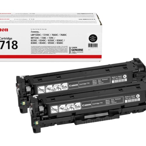 CANON 718 BK toner noir capacité standard 3.400 pages pack de 2