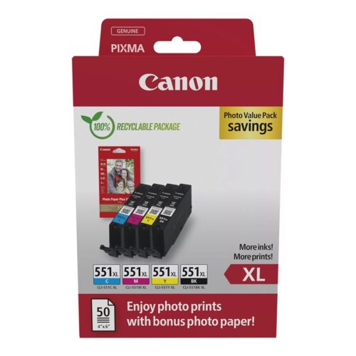 CANON CLI-551XL Ink Cartridge C/M/Y/BK + PHOTO PACK