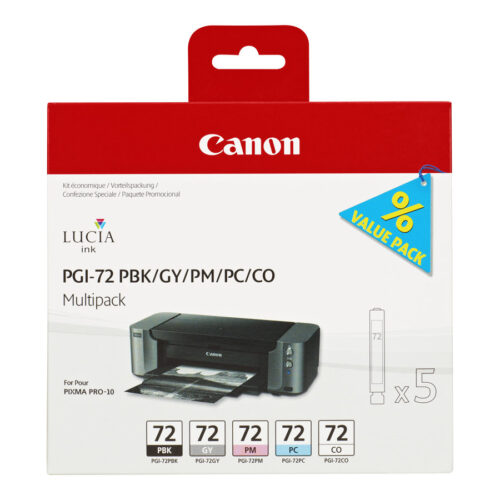 CANON PGI-72 PBK/GY/PM/PC/CO cartouche d encre noir et couleur capacité standard pack promotionnel