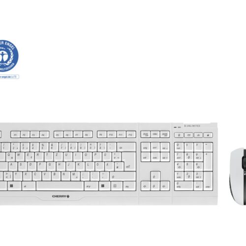 CHERRY B.Unlimited 3.0 Cordless Keyboard and Mouse Desktop Grey Wireless MultiMedia Desktop with laser engraving (DE)