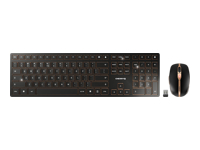 CHERRY DW 9000 SLIM – Rechargeable Wireless Desktop – Keyboard and Mouse Set – USB/Bluetooth – BLACK (EU) US-Englisch w. EURO Symbol