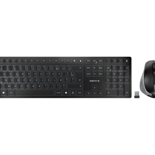 CHERRY DW 9500 SLIM Wireless Desktop USB Keyboard and Bluetooth Black Rechargeable Mouse (FR)
